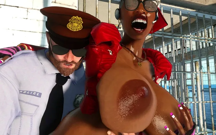 denisporco animation: Perverted Cop and Ebony Big Breast Boubble Butt Girl