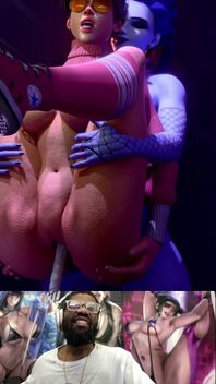 Bald Pussy Slut Tracer Gets Fucked and Cum Inflated by Large Futa Cock Widowmaker From Behind and Carried