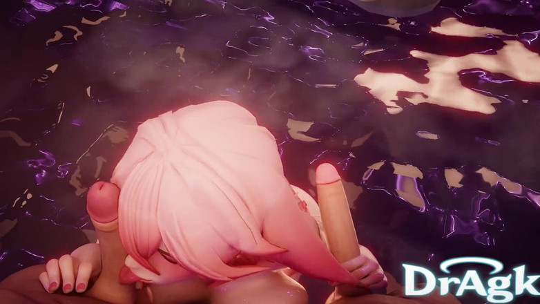 DrAgk: Yae Miko šuká v japonském onsenu animovaný Genshin Dopad Hentai Dragk