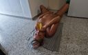 Carrotcake19: Wife Lying on Her Back Drinking Piss &amp;amp; Cum Through a...