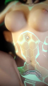 În picioare în poziția misionarului cu robot de sex verde în POV | Parodie Cyberpunk