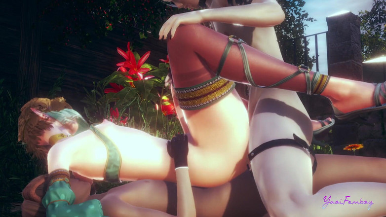 Yaoitube: Zelda Yaoi femboy - link doppia penetrazione trio (senza censure)