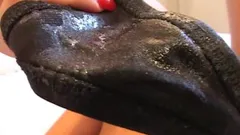 Whore Wife's Used Panties - Shoves Them in Her Cum Filled Cunt