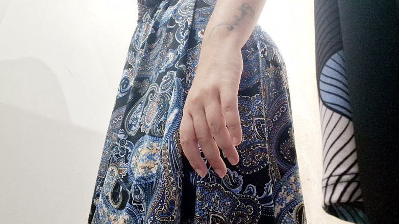 Nicoletta Embassi: Fitting Room Secret: Giantess Flashes Her Massive Hairy Bush