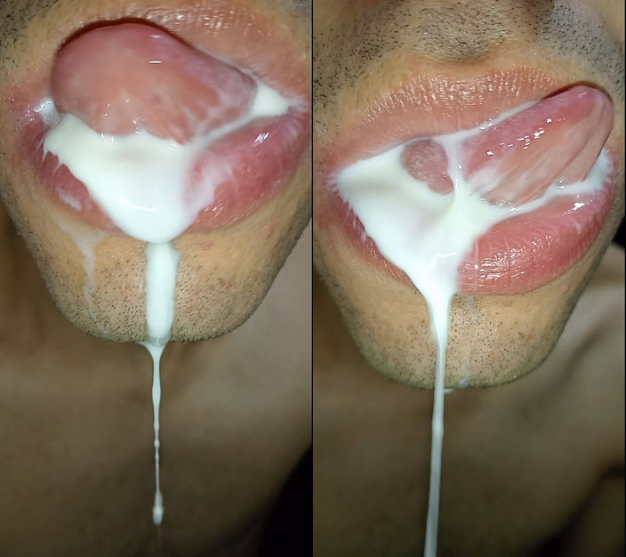 Rey rey: 私の口に射精し、あなたの精液を弄び、それを飲み込む、接写、いたずらゲイ、舌、スルーピー、ホットで従順なトランス