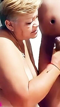 Old Granny Riding Her Perverted Young Lover's Cock When Her Husband Is Not Around
