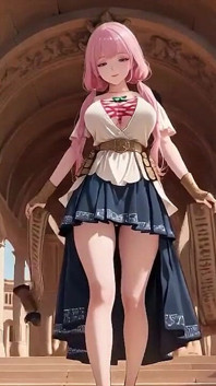 Podvodní Fantasy růžovovlasá dívka v obleku Sailor lounging Lazely, konečky prstů se dotýkají vody jako sluneční světlo zvlhčuje její kůži.