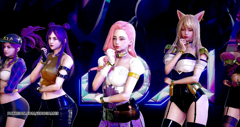3D-Hentai Games: Blackpink - ateşli seksi striptiz kda ahri akali ile oynuyor