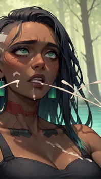In an Dark-hued Forest, a Cyberpunk Gargle Devours a Penis. Hot Sex!