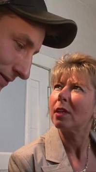 Horny MILF Watching Two Young Pigs Fuck