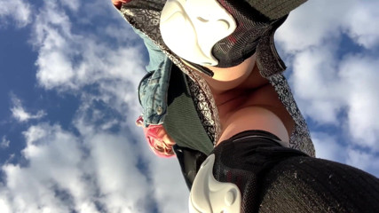 Dirty slut 666: Look of my pussy under my skirt on a longboard