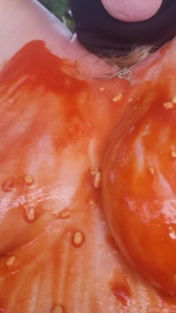 Julie Cunningham Sploshing - Short Slowed Down Clip of My Hug Tits Covered in Beans Being Shaken Side to Side Slowly