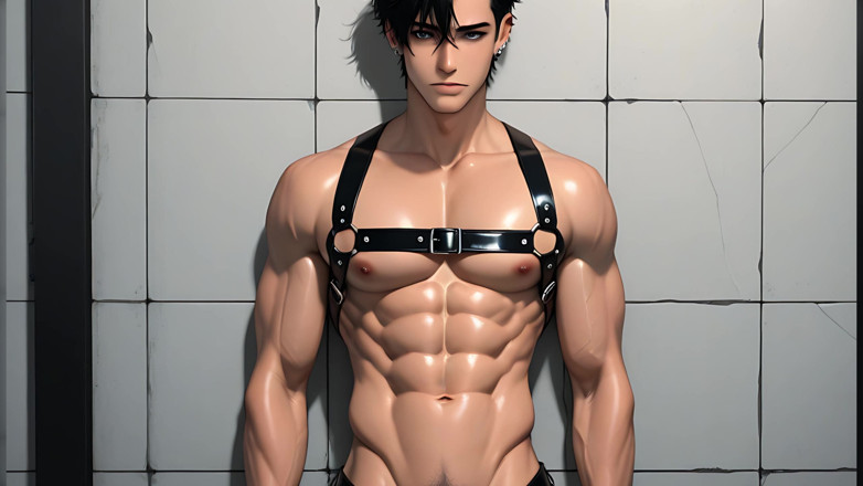 LustMen: Soft Leather Twink in Harness Hard Slamming Fleshlight