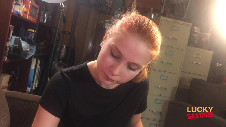 Brookland Brothers: Redhead teen gives blowjob to a luck bastard