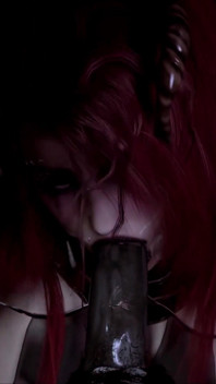 BBC. Gadis succubus Halloween berambut merah menelan dan rakus menghisap hitam besar Ricky Johnson