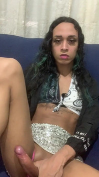 Naughty Trans Girl Alone at Home Masturbating While