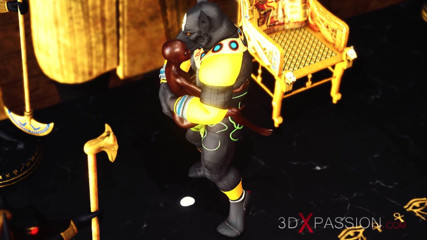 3dxpassion: Anubis folla duro a una esclava sexy de ébano en un...