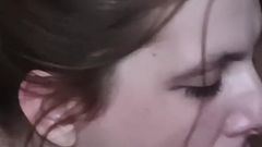 Cum Eating Amateur MILF Slut Sucking Big Cock on Her Knees