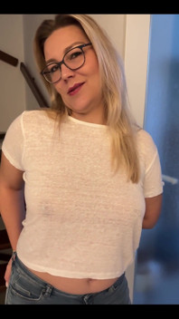 Going to Frankfurt Now Without a Bra and with a Sheer Top