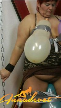 BDSM Balloon Play - My Master Often Has Crass Ideas and Today Bursting Balloons on My Tits and My Shaved Cunt
