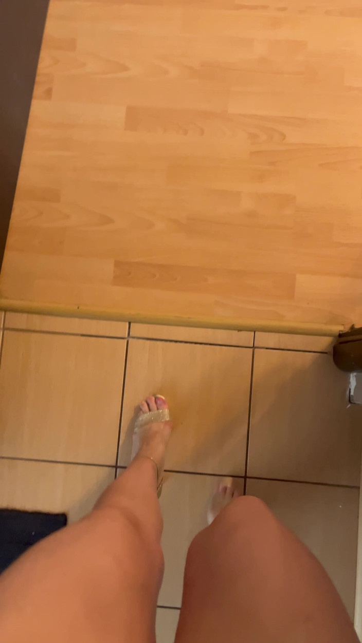 Feet: POV: the Sounds of Walking in Beige High Heels