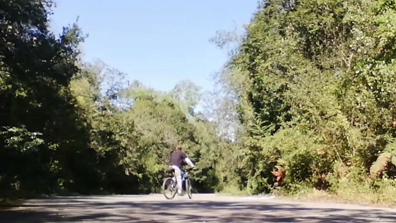 Culopeke: Slim boy with his bike in the park