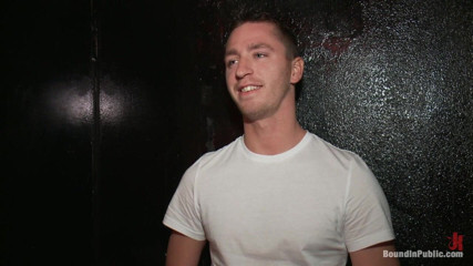 Bound in public: Horny Pig Publicly Humiliated, Double Penned & Shoved in Birthday Cake