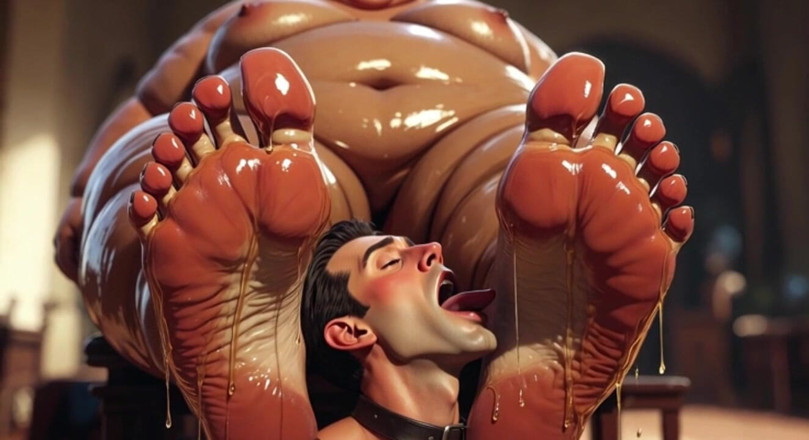 YOUR BEST FANTASY: SSBBW îl face pe sclavul slab să-i lingă picioarele transpirate