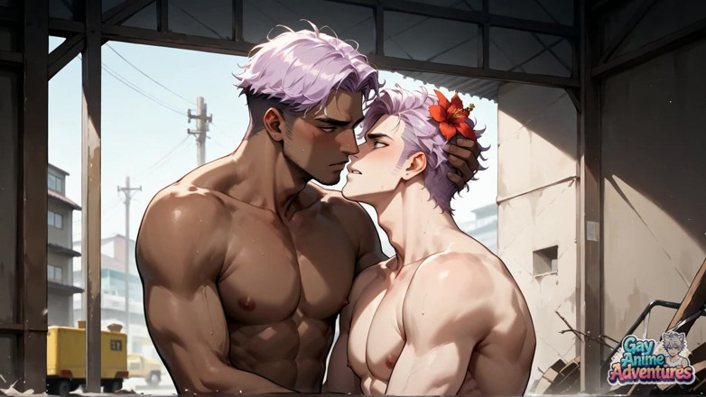 Gay Anime Adventures: Explosión de culo de titán de cabello rosa en almacén