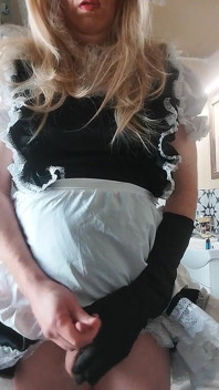 Naughty Sissy-maid Cums on Duty