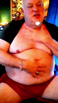 Cam Sex! Bear Jerks on the Web in a White Jock