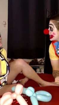 Lesbian Strapon Clown Cosplay Balloons Bouncing Tits Orgasm