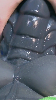 Closeup Squat Session with Lots of Lube and Gapes