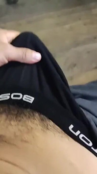 Horny Guy Playing with His Huge Throbbing Bulge in Underwear Ends up Moaning Until Orgasm