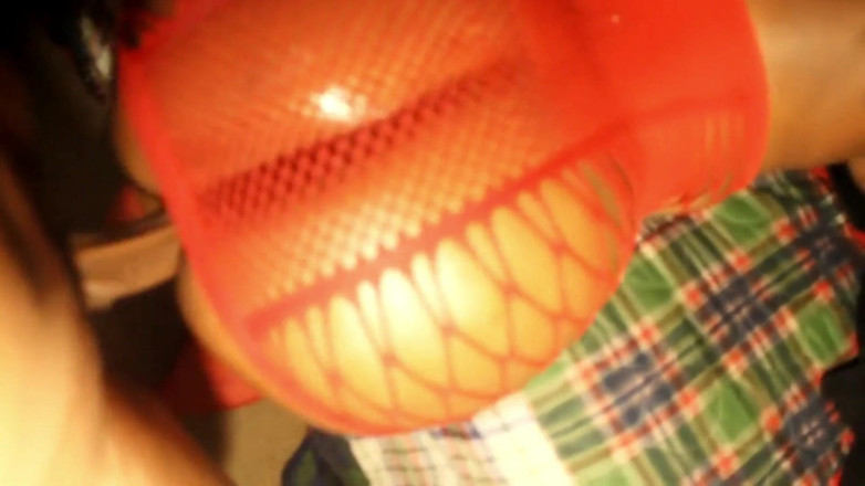 Exclusive Dirty Diana: Black girl with red fishnet outfit sucks good dick