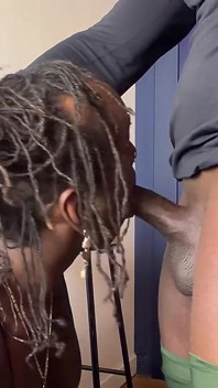 Ebony Trans Welcomes BBC Home with a Sloppy BJ