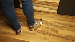 KimisWorld: Calze di nylon e jeans skinny - Penzolanti in sandali classici