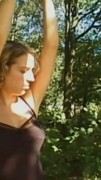Humiliating pussy shave in the forest