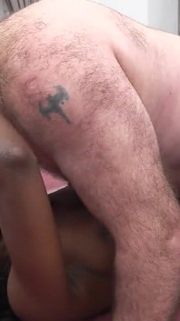 Ebony Naomie Gets Fucked by Two Hairy Bulls