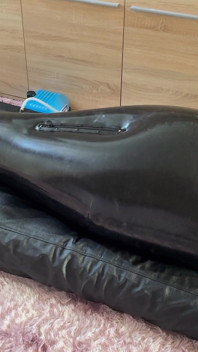 Wife Punishes Her Slave in Full-body-inflate Latex Bag - Estim - Restricted Breathing - Bagged