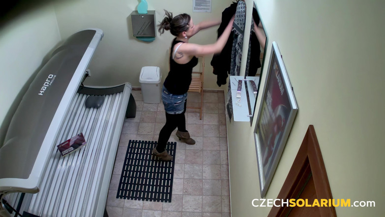 Czech Solarium: Czech Solarium 87: Brunette Enjoys Her Solarium Session and Puts on...