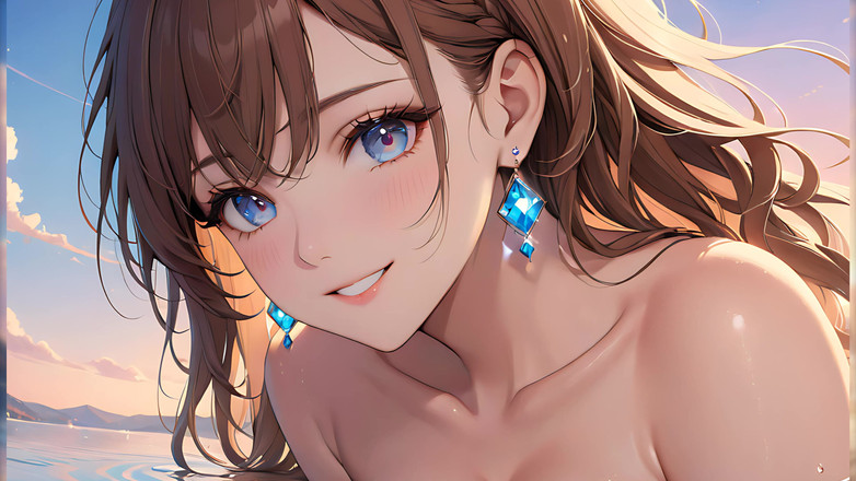 LustRender: Pastelové odrazy: krásná mladá žena s měkkým nebem v očích