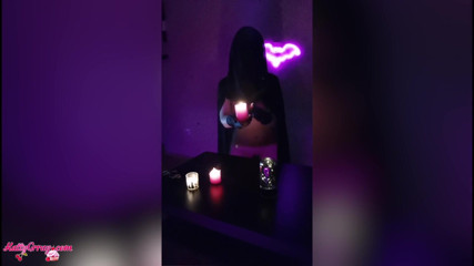 Katty Grray: Cloaked cutie masturbates on Halloween night