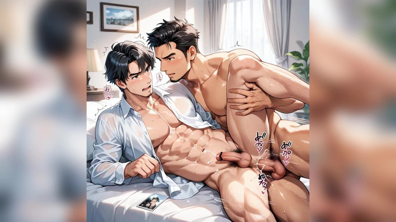 AI gay porn: Gay muž šuká zadek cum