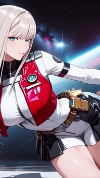Momentos privados dentro de la nave cada vez mayor en que su uniforme blanco es estirado a la perfección