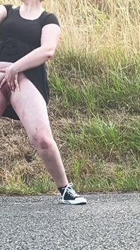 Outdoor Female Exhibitionist: Hitchhiking Flash