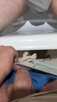 Sneaky Bathroom Piss Play at His Place