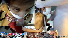 SexyGamingCouple: Quarantäne-blowjob von college-mädchen, das candy verkauft - sperma auf gesichtsmaske