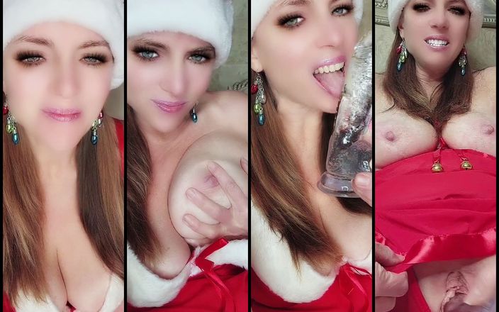 Nikki Nevada: Nog een sexy rode lingerie kerstmuts kerstmasturbatie dildo neuken aftrekken...