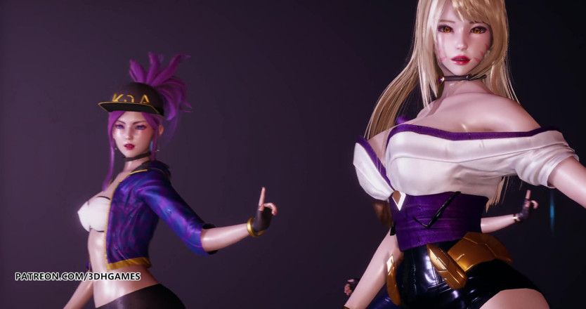 3D-Hentai Games: Popstars Ahri Akali Evelynn Kaisa the best uncensored 3D striptease